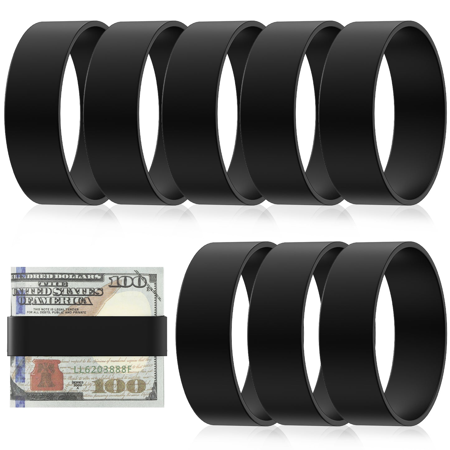 Wallet Band, 8 Pcs Money Bands Rubber Silicone Elastic Wallet Bands Money Clip Holder Alternative for Men Women