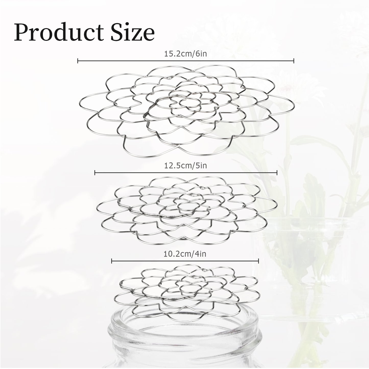 Flower Arrangement Holder, Reuseable Floral Grid Flower Frog Wire Arranger Twist for Vase Floral Stems Bouquets Plant Fixation (3 Pieces)